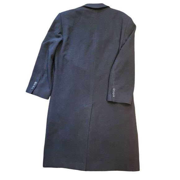 Pronto Uomo Long Overcoat Men's 38 Short Black Wool Cashmere Single Breasted - Picture 2 of 7